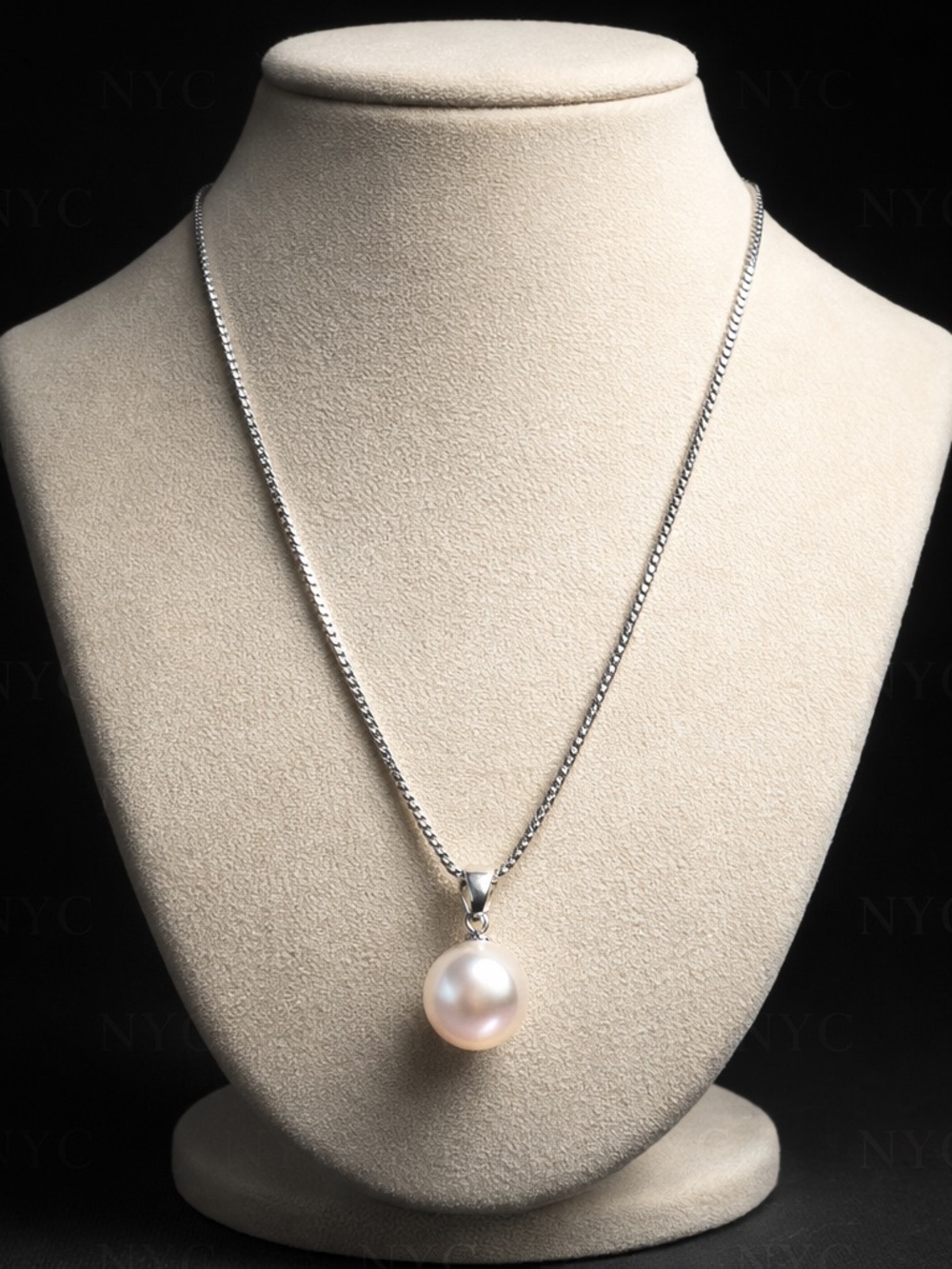 Classic Silver Pearl Pendant Necklace - White Pearl